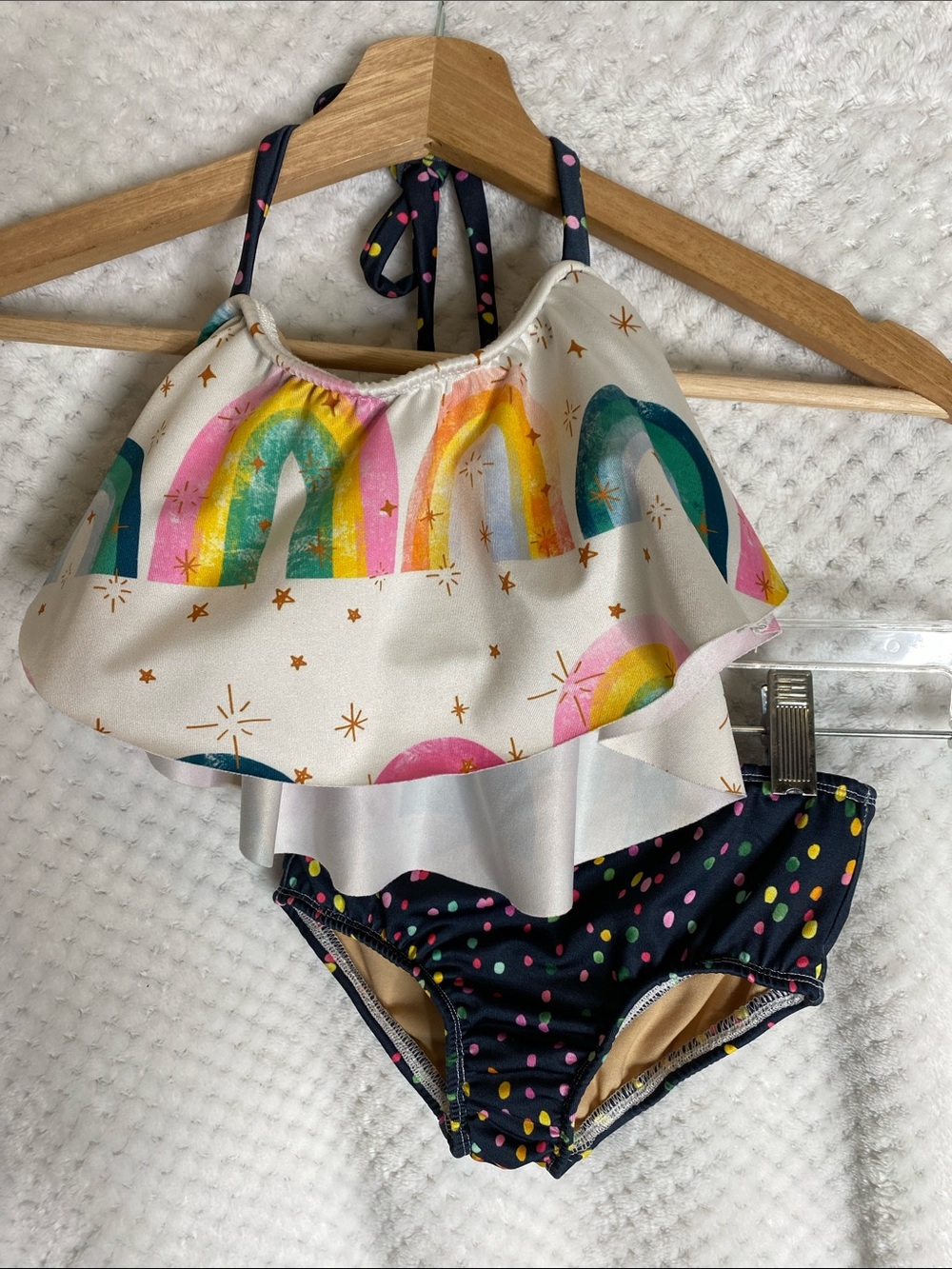Macy Kate Boutique Girls TwoPiece Rainbow & Polka Dot Swim Bathing Suit